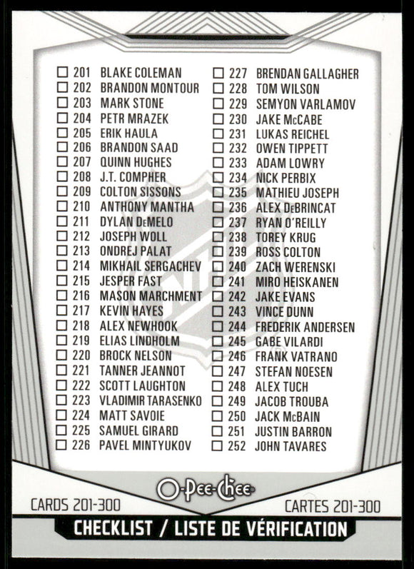 2024-25 O-Pee-Chee #300 Checklist