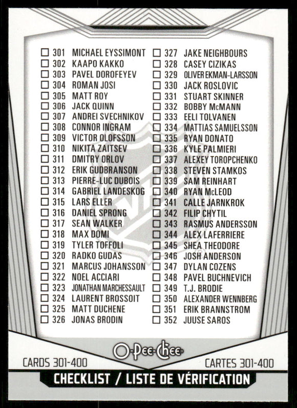 2024-25 O-Pee-Chee #400 Checklist