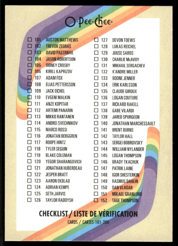 2023-24 O-Pee-Chee Retro #200 Checklist