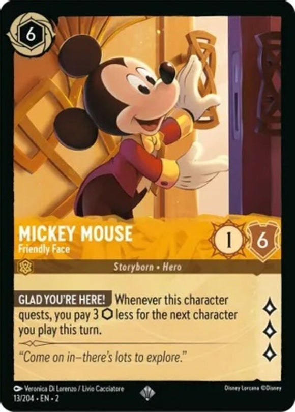 Mickey Mouse - Friendly Face - 13/204 - Super Rare - Rise of the Floodborn NM