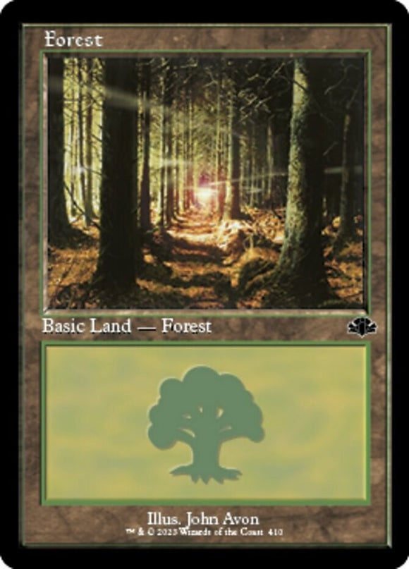 Forest (410) - Retro Frame - Dominaria Remastered - English - NM - MTG