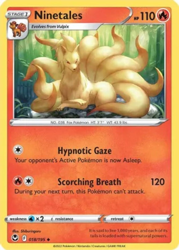 Ninetales - 018/195 - Uncommon - Sword & Shield - Silver Tempest NM - Pokemon TC