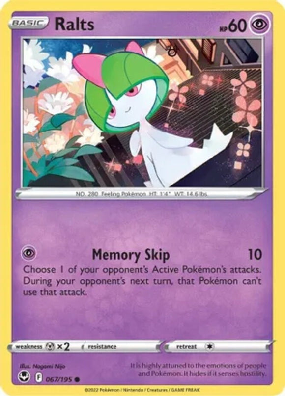 Ralts - 067/195 - Common - Sword & Shield - Silver Tempest NM - Pokemon TCG