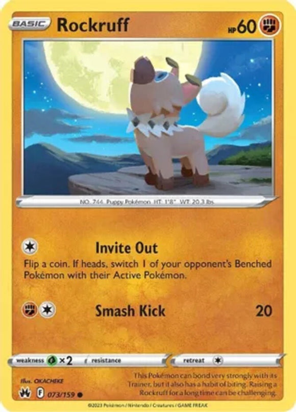 Rockruff - 073/159 - Common - Sword & Shield - Crown Zenith NM - Pokemon TCG