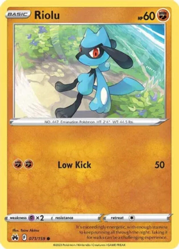 Riolu - 071/159 - Common - Sword & Shield - Crown Zenith NM - Pokemon TCG