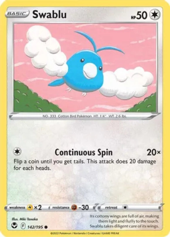 Swablu - 142/195 - Common - Sword & Shield - Silver Tempest NM - Pokemon TCG
