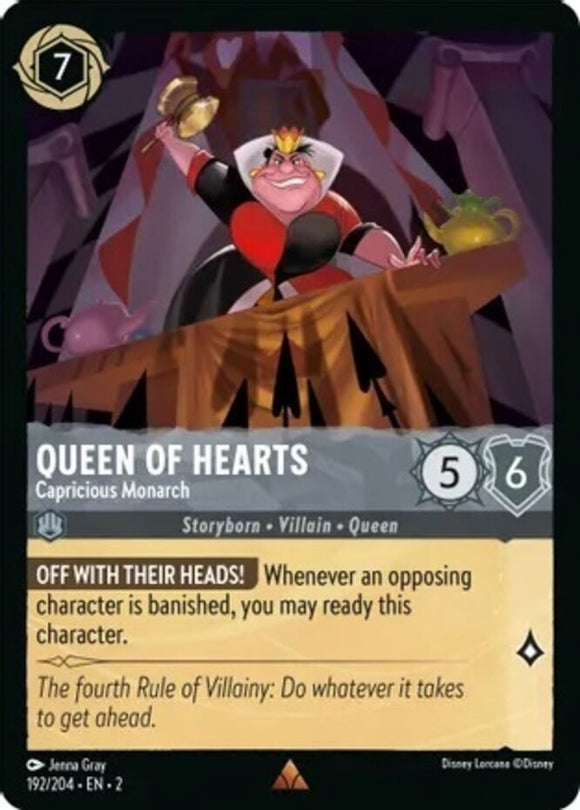 Queen of Hearts - Capricious Monarch - 192/204 - Rare - Rise of the Floodborn NM