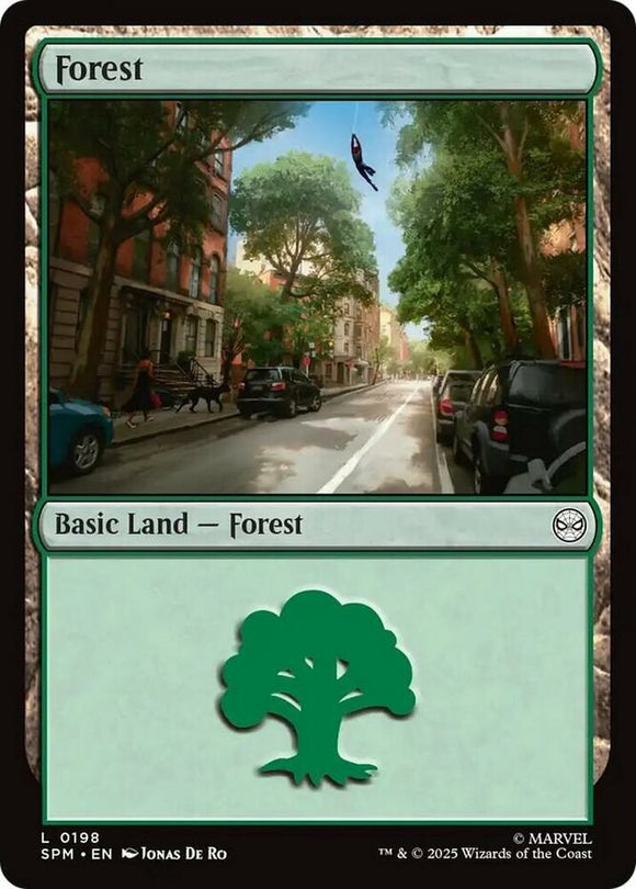 Forest (0198) - Marvel's Spider-Man - English - NM - MTG