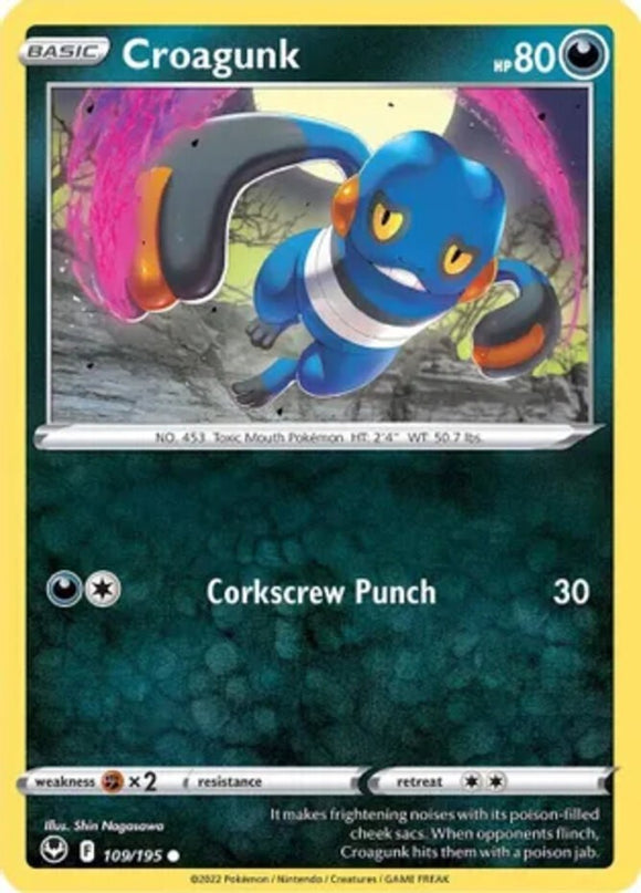 Croagunk - 109/195 - Common - Sword & Shield - Silver Tempest NM - Pokemon TCG