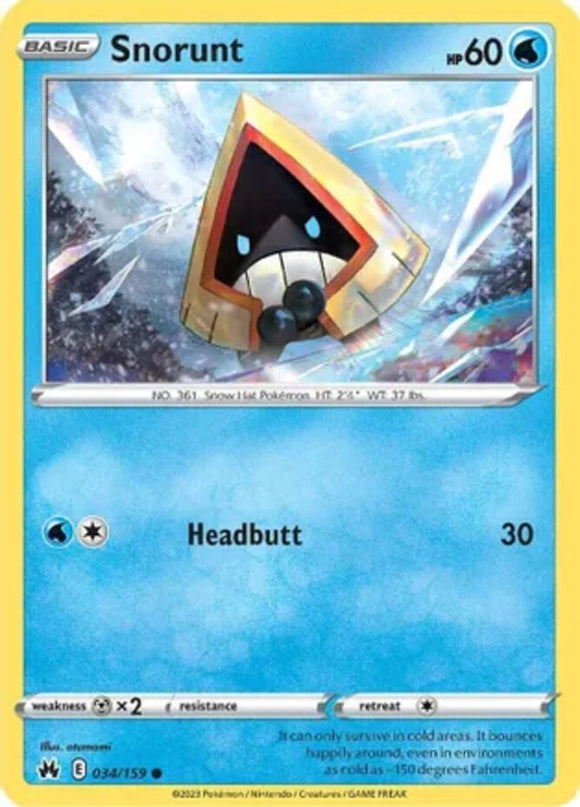 Snorunt - 034/159 - Common - Sword & Shield - Crown Zenith NM - Pokemon TCG