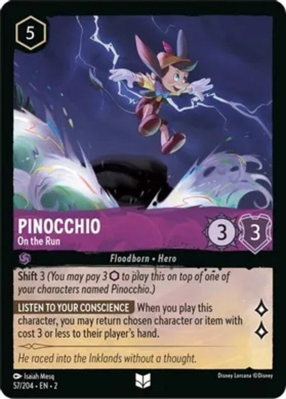Pinocchio - On the Run - 57/204 - Uncommon - Rise of the Floodborn NM