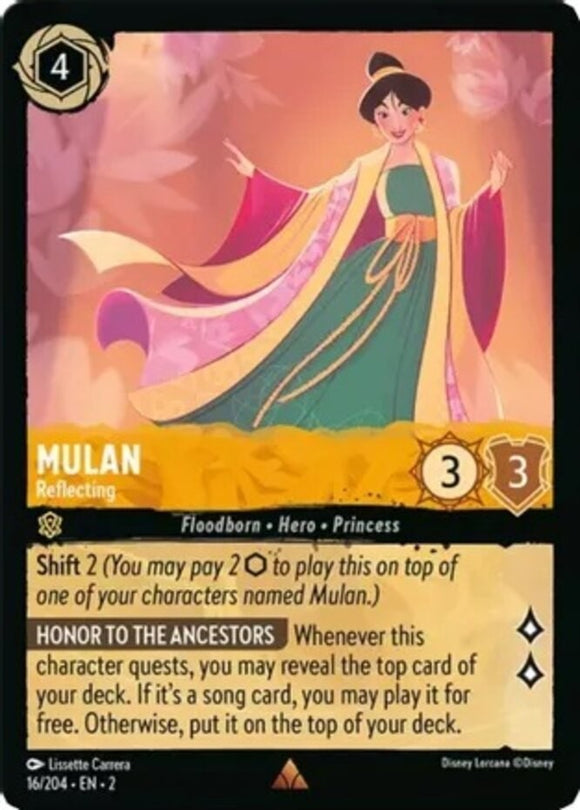 Mulan - Reflecting - 16/204 - Rare - Rise of the Floodborn NM