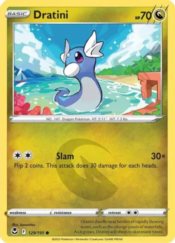 Dratini - 129/195 - Common - Sword & Shield - Silver Tempest NM - Pokemon TCG