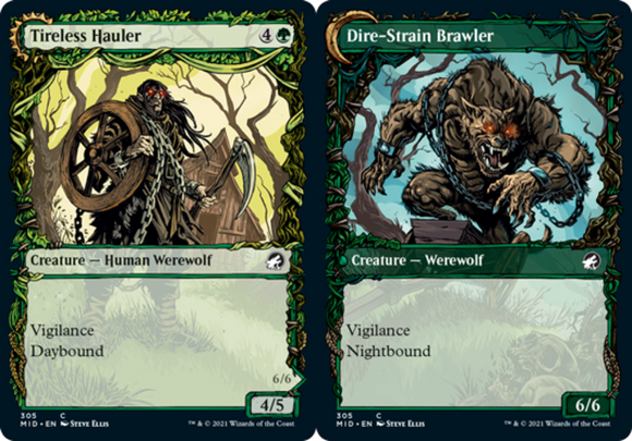 Tireless Hauler // Dire-Strain Brawler - Showcase - Innistrad: Midnight Hunt - E