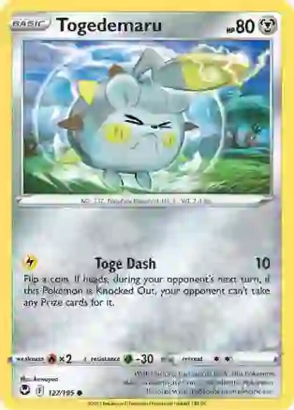 Togedemaru - 127/195 - Common - Sword & Shield - Silver Tempest NM - Pokemon TCG