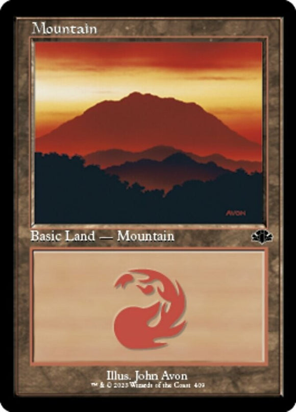 Mountain (409) - Retro Frame - Dominaria Remastered - English - NM - MTG