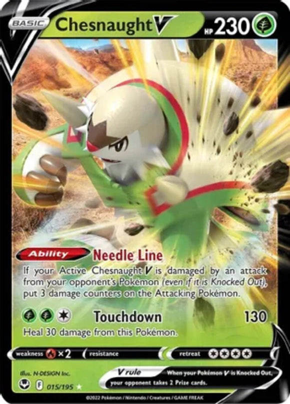 Chesnaught V - 015/195 - Ultra Rare - Sword & Shield - Silver Tempest NM - Pokem