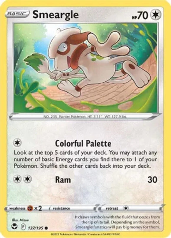 Smeargle - 137/195 - Common - Sword & Shield - Silver Tempest NM - Pokemon TCG
