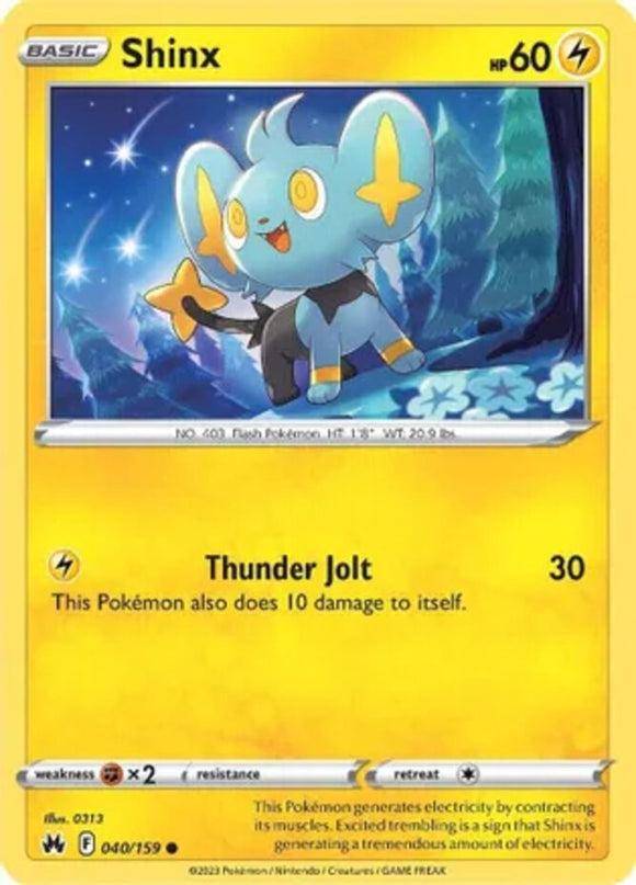 Shinx - 040/159 - Common - Sword & Shield - Crown Zenith NM - Pokemon TCG