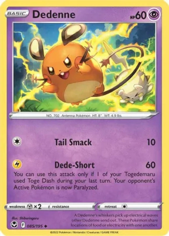 Dedenne - 085/195 - Uncommon - Sword & Shield - Silver Tempest NM - Pokemon TCG