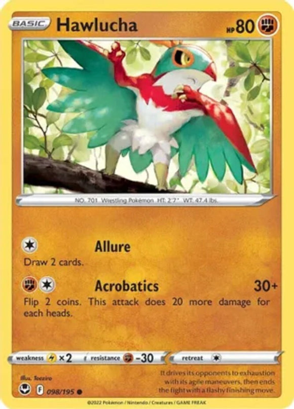 Hawlucha - 098/195 - Common - Sword & Shield - Silver Tempest NM - Pokemon TCG