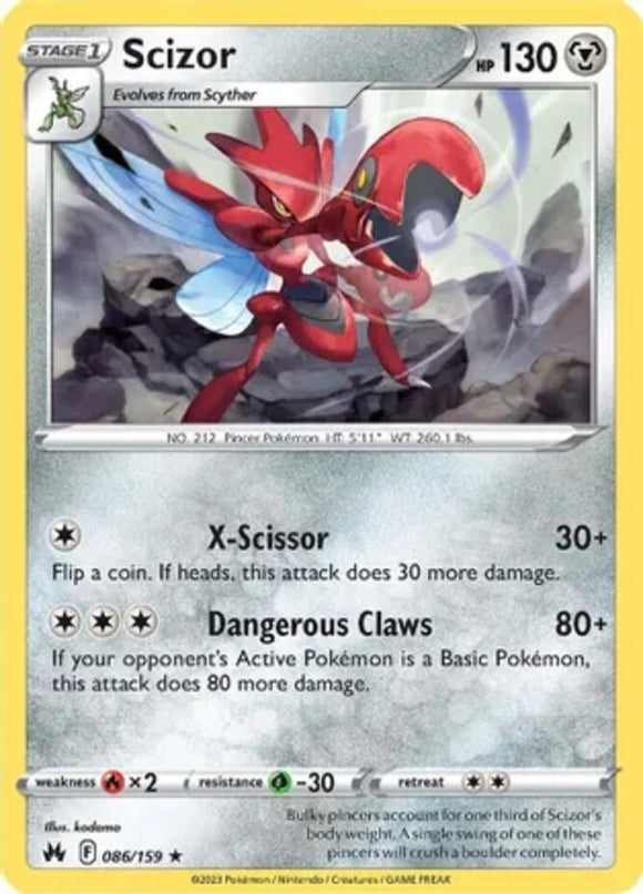 Scizor - 086/159 - Rare - Sword & Shield - Crown Zenith NM - Pokemon TCG