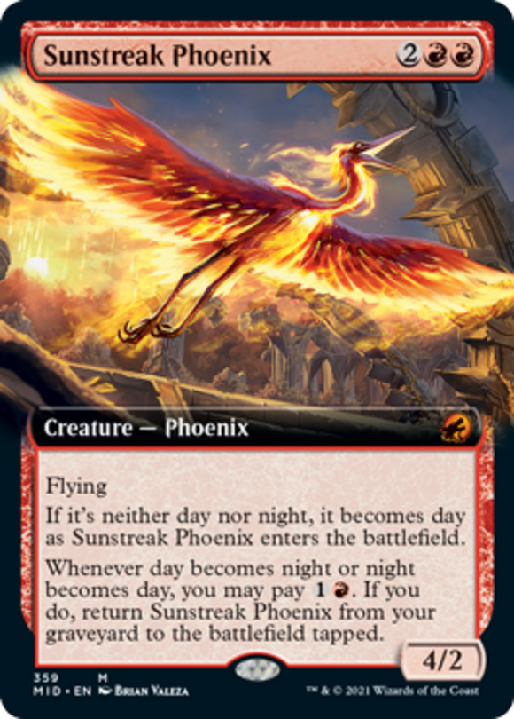 Sunstreak Phoenix - Extended Art - Innistrad: Midnight Hunt - English - NM - MTG