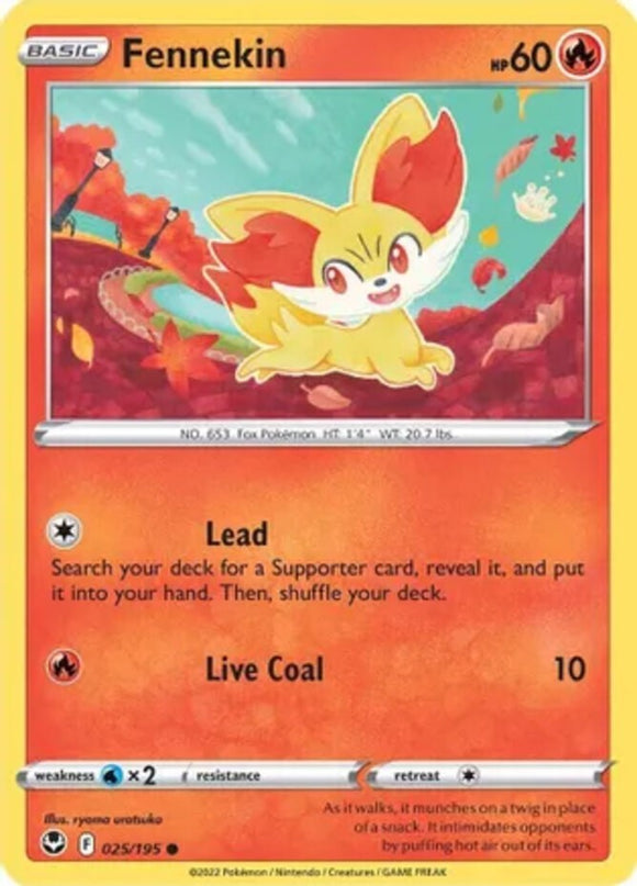 Fennekin - 025/195 - Common - Sword & Shield - Silver Tempest NM - Pokemon TCG