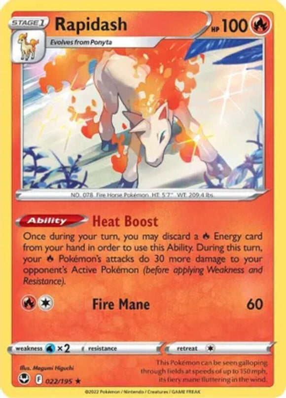 Rapidash - 022/195 - Holo Rare - Sword & Shield - Silver Tempest NM - Pokemon TC