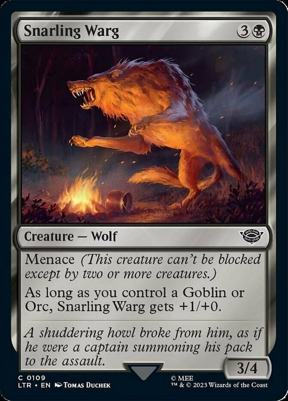 Snarling Warg - Lord of the Rings - English - NM - MTG