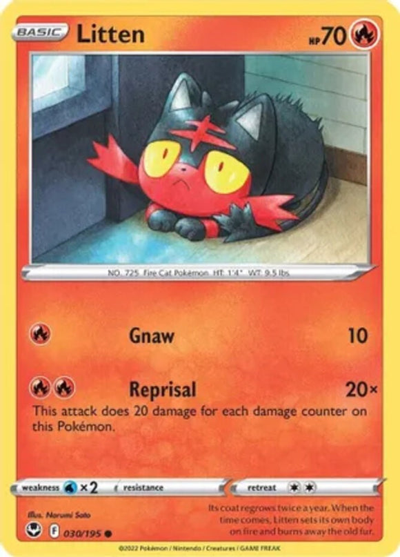 Litten - 030/195 - Common - Sword & Shield - Silver Tempest NM - Pokemon TCG
