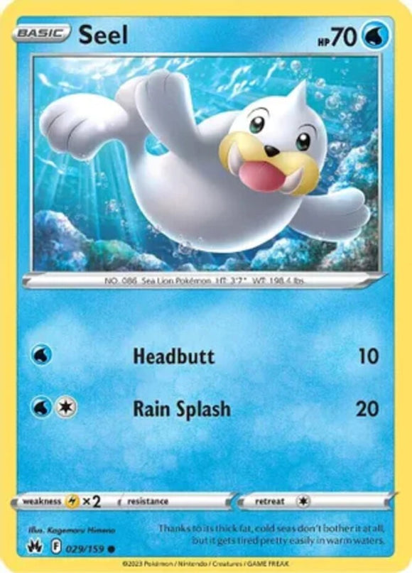 Seel - 029/159 - Common - Sword & Shield - Crown Zenith NM - Pokemon TCG