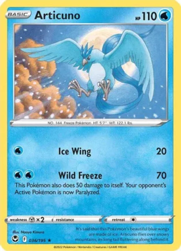 Articuno - 036/195 - Holo Rare - Sword & Shield - Silver Tempest NM - Pokemon TC