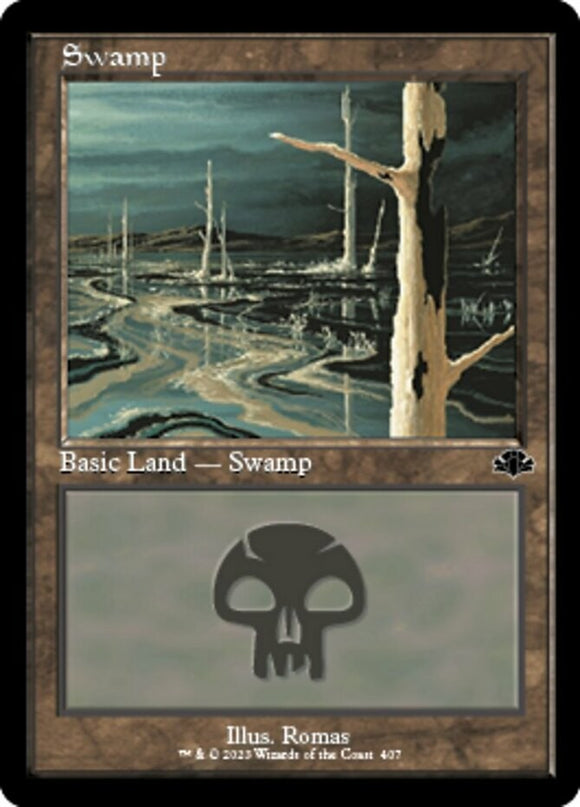 Swamp (407) - Retro Frame - Dominaria Remastered - English - NM - MTG