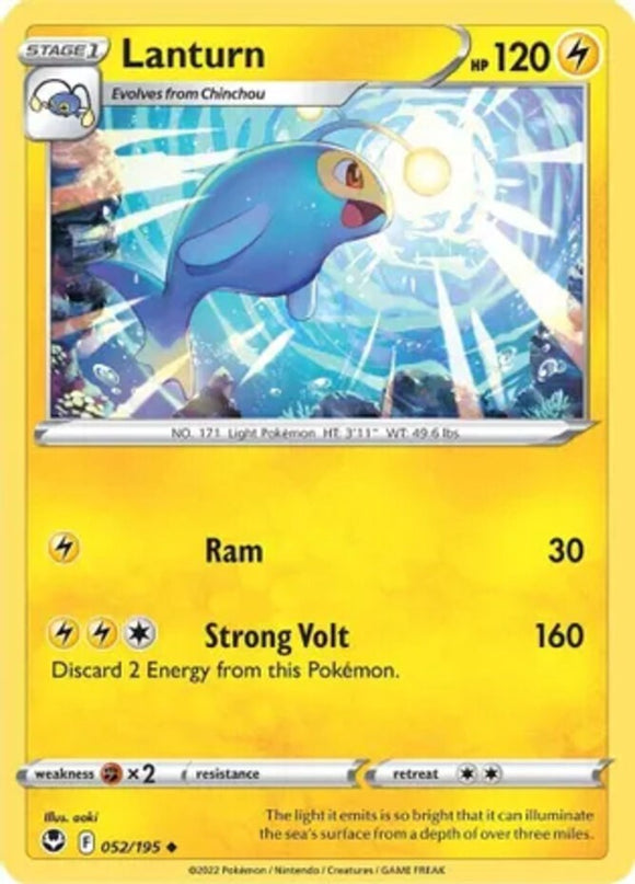 Lanturn - 052/195 - Uncommon - Sword & Shield - Silver Tempest NM - Pokemon TCG