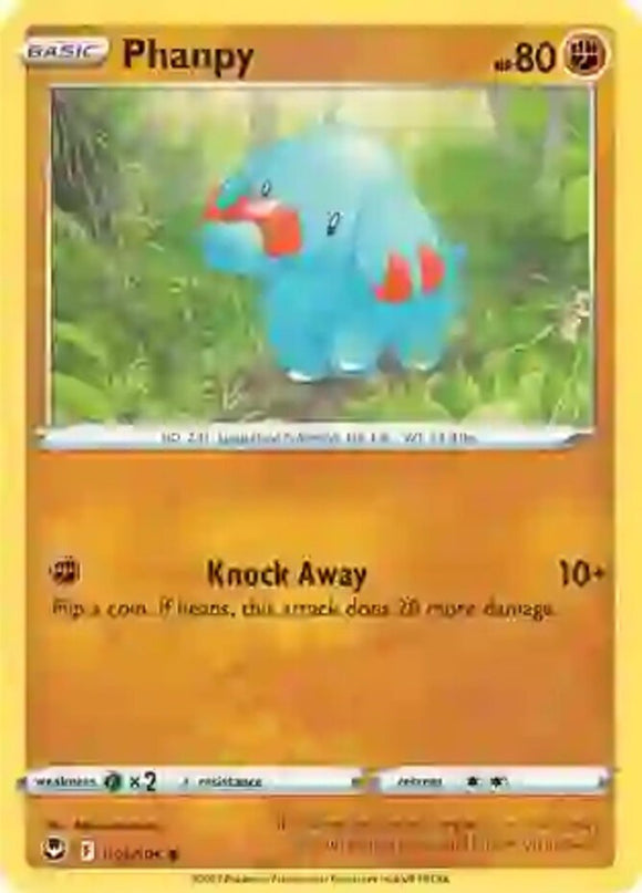 Phanpy - 091/195 - Common - Sword & Shield - Silver Tempest NM - Pokemon TCG