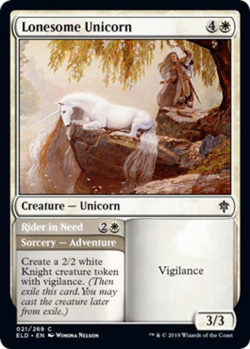 Lonesome Unicorn // Rider in Need - Throne of Eldraine - English - NM - MTG