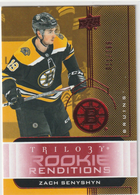 2019-20 UD Trilogy Rookie Renditions Red #RR8 Zach Senyshyn - /799
